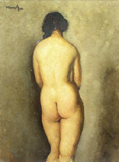 Nicolae Tonitza Nud vazut din spate, semnat stanga sus cu negru, ulei pe carton lipit pe carton oil painting image